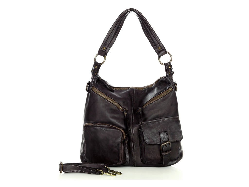 MARCO MAZZINI Kabelka s ramínky vintage; tmavě hnědá