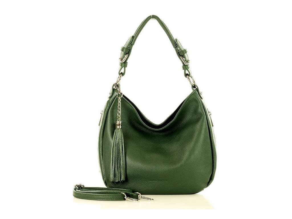 Elegantní městská kožená taška MAZZINI; zelená