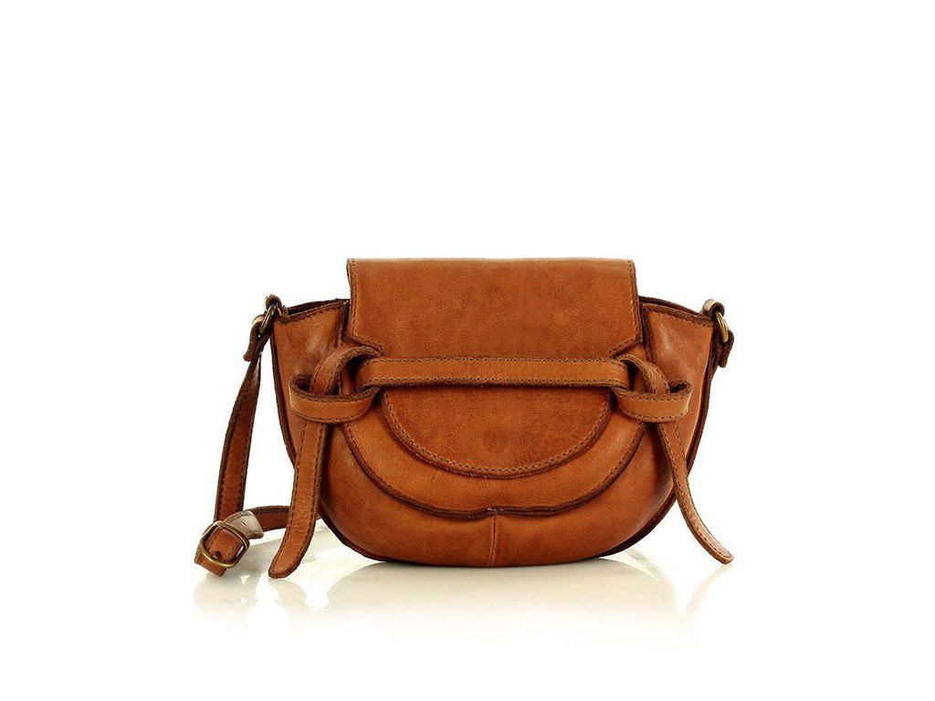 Crossbody z pravé kůže Vintage styl Mazzini; hnědá