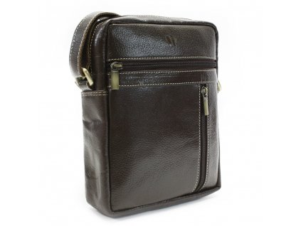 Pánský kožený zipový crossbag - česká výroba; hnědá káva