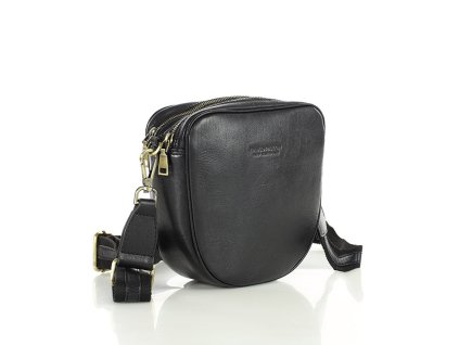 Kožená crossbody brašna se dvěma zipy MAZZINI; černá