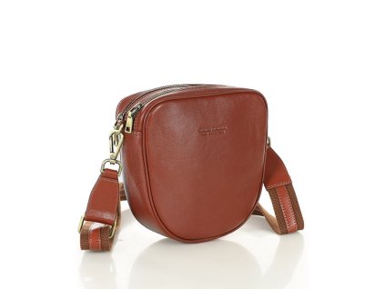 Kožená crossbody brašna se dvěma zipy MAZZINI; hnědá