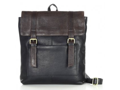 Dámský kožený batoh A4 s kapsou MAZZINI; černá a čokoláda