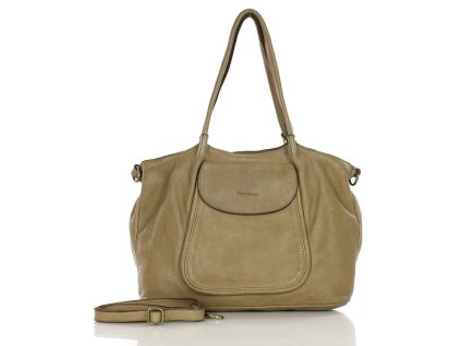 Italská kožená nákupní taška MAZZINI ISPIRATO; béžová