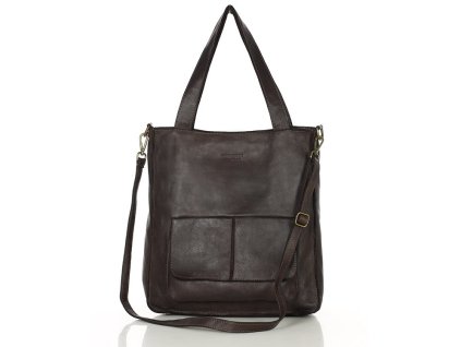 Dámská shopper taška A4 přírodní kůže s kapsami MAZZINI; hnědá káva