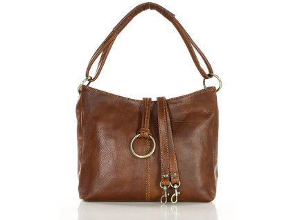 Klasická prémiová kožená taška přes rameno MARCO MAZZINI; hnědá