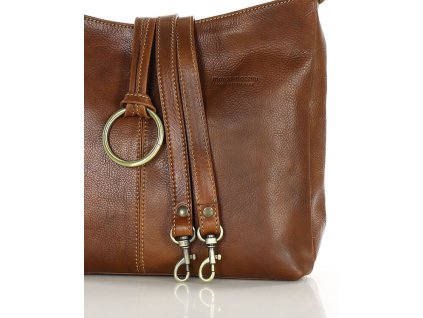 Klasická prémiová kožená taška přes rameno MARCO MAZZINI; hnědá