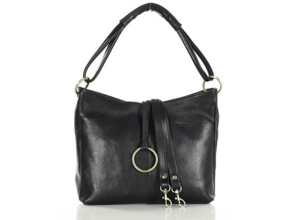 Klasická prémiová kožená taška přes rameno MARCO MAZZINI; černá