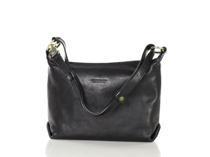 Luxusní kožená kabelka s dlouhým popruhem MAZZINI; černá