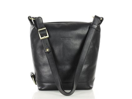 Kožená kabelka na široký popruh z Toskánska MAZZINI; černá
