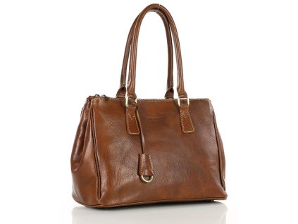 Prémiová dvoukomorová kožená kabelka MARCO MAZZINI; hnědá