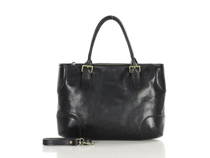Kabelka z pravé kůže italské výroby MAZZINI; černá