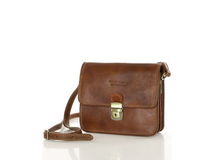 Prémiová čtvercová kožená kabelka FLORA MAZZINI; hnědá