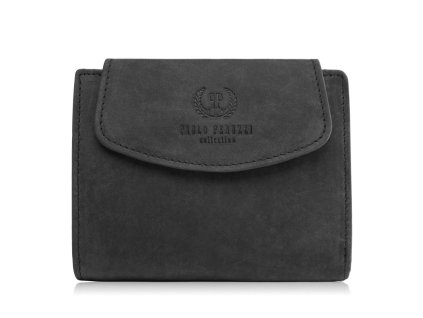 Dámská rozkládací kožená peněženka PAOLO PERUZZI; matná černá