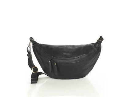 Velká kožená crossbody ledvinka MARCO MAZZINI; černá