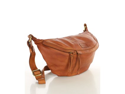 Velká kožená crossbody ledvinka MARCO MAZZINI; velbloud