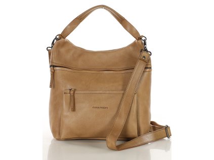 Exkluzivní prémiová kožená kabelka s kapsami MARCO MAZZINI; béžová