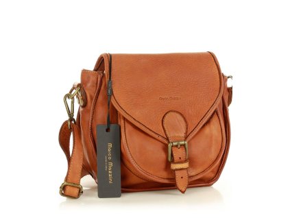 Klasická sedlová taška MAZZINI z pravé kůže; velbloud