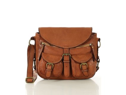 Kožená brašna s kapsami MAZZINI ručně vyrobená; velbloud