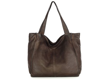 Městská nákupní taška MAZZINI ručně vyrobená z pravé kůže; hnědá