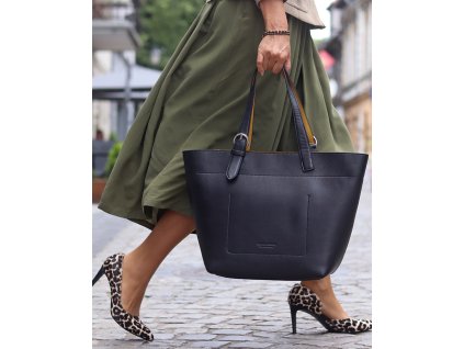 Luxusní taška přes rameno z prémiové kůže MAZZINI; černá