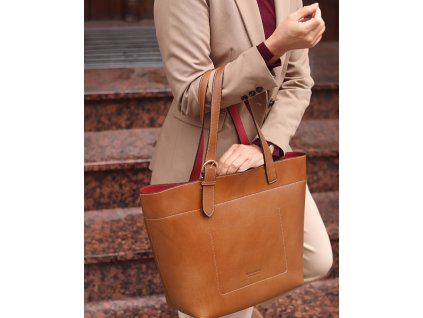 Luxusní taška přes rameno z prémiové kůže MAZZINI; hnědá