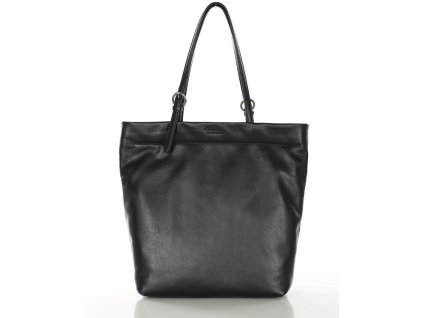 Prémiová nákupní taška z měkké teletiny MAZZINI; černá