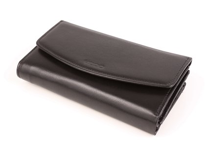 Velká dámská peněženka z pravé kůže; černá