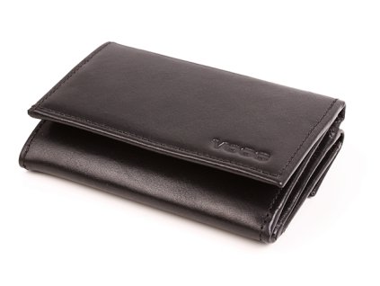 Menší skládací kožená dámská peněženka z pravé kůže; černá