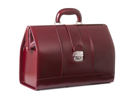 Prestižní lékařský kufřík z pravé kůže; vínová