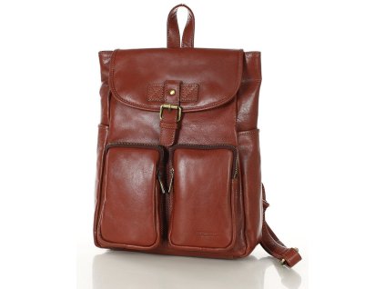 Dámský kožený městský batoh A4 retro styl MAZZINI; hnědá