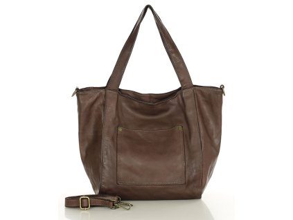 Kožená městská taška velká MARCO MAZZINI; tmavě hnědá