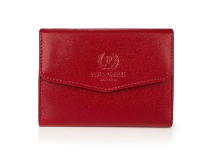 Střední dámská klasická kožená peněženka Paolo Peruzzi; červená