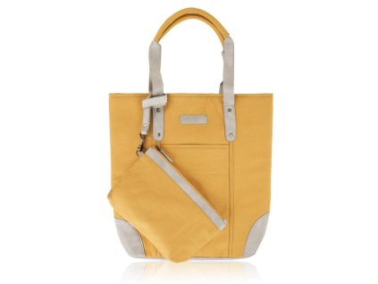 Velká dámská shopper taška s doplňkovou taštičkou na kosmetiku Peruzzi; žlutá