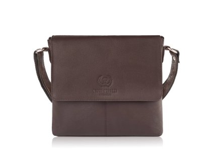 Dámská klasická kožená messenger taška Paolo Peruzzi; hnědá