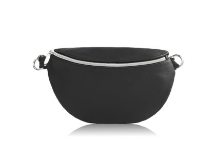 Dámská kožená kabelka do pasu, crossbody přes rameno Abruzzo; černá