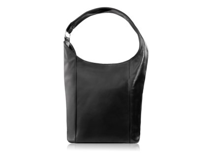 Dámská klasická kožená shopper taška na rameno A4, prostorná Abruzzo; černá