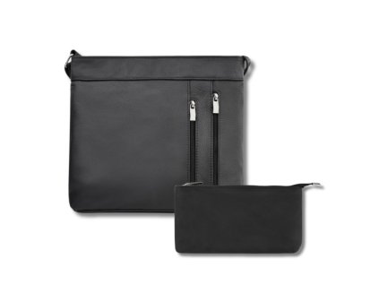 Dárková sada: Dámská kožená messenger taška a kosmetická taška Abruzzo; černá