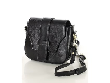 Kožená crossbody kabelka MAZZINI BRESCIA; černá