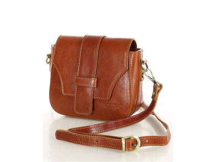 Kožená crossbody kabelka MAZZINI BRESCIA; velbloud
