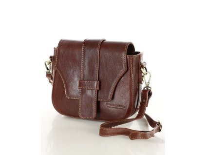 Kožená crossbody kabelka MAZZINI BRESCIA; hnědá