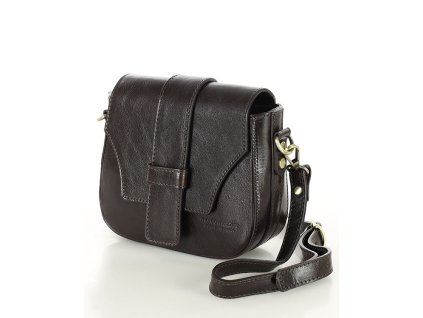 Kožená crossbody kabelka MAZZINI BRESCIA; hnědá káva