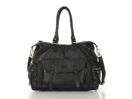 Prostorná dámská kabelka přes rameno s kapsami MAZZINI; černá