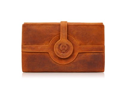 Dámská velká vintage kožená peněženka Paolo Peruzzi; oranžová