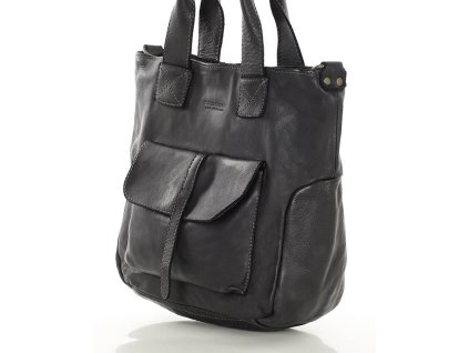 Kožená městská taška s kapsou MAZZINI; černá