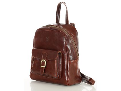 Elegantní dámský batoh z prémiové kůže MAZZINI; hnědá