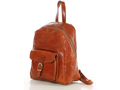 Elegantní dámský batoh z prémiové kůže MAZZINI; koňak