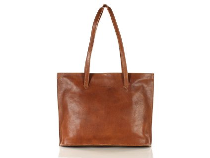Velká dámská kožená business taška shopper MAZZINI; hnědá