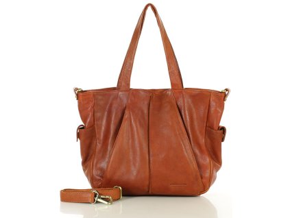 Měkká kožená taška přes rameno MARCO MAZZINI; velbloud