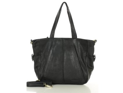 Měkká kožená taška přes rameno MARCO MAZZINI; černá